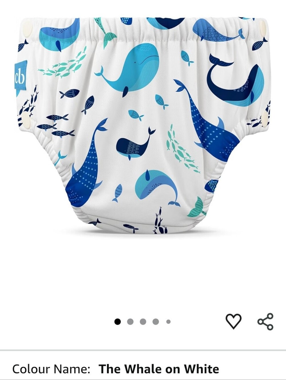 Blue Whale Print Reusable Swim Diaper - US Small (12-20lbs)